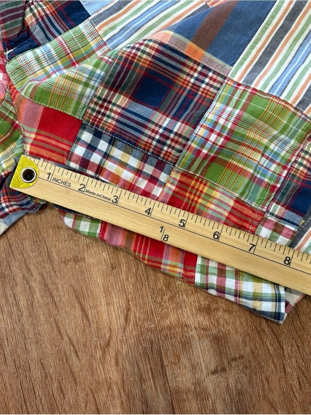 J. Crew Mens 36 Patchwork Indian Madras Plaid Shorts 8” Chino Casual Preppy